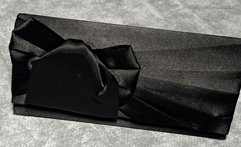 Jessica McClintock Black Satin Tuxedo Clutch Evening Bag Formal Party Snap Close